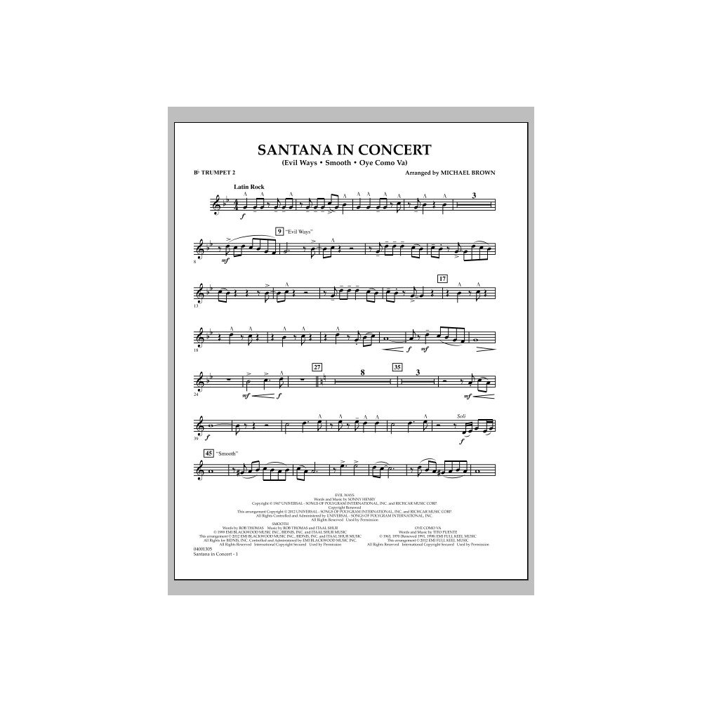 Santana In Concert - Bb Trumpet 2