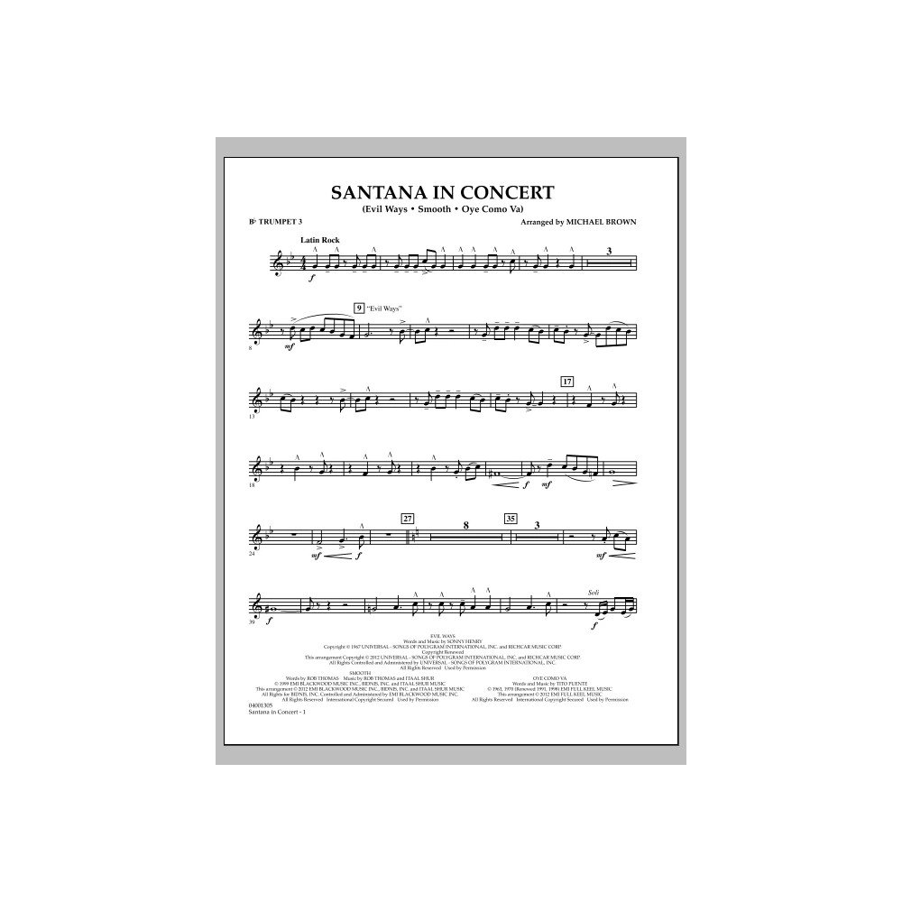 Santana In Concert - Bb Trumpet 3