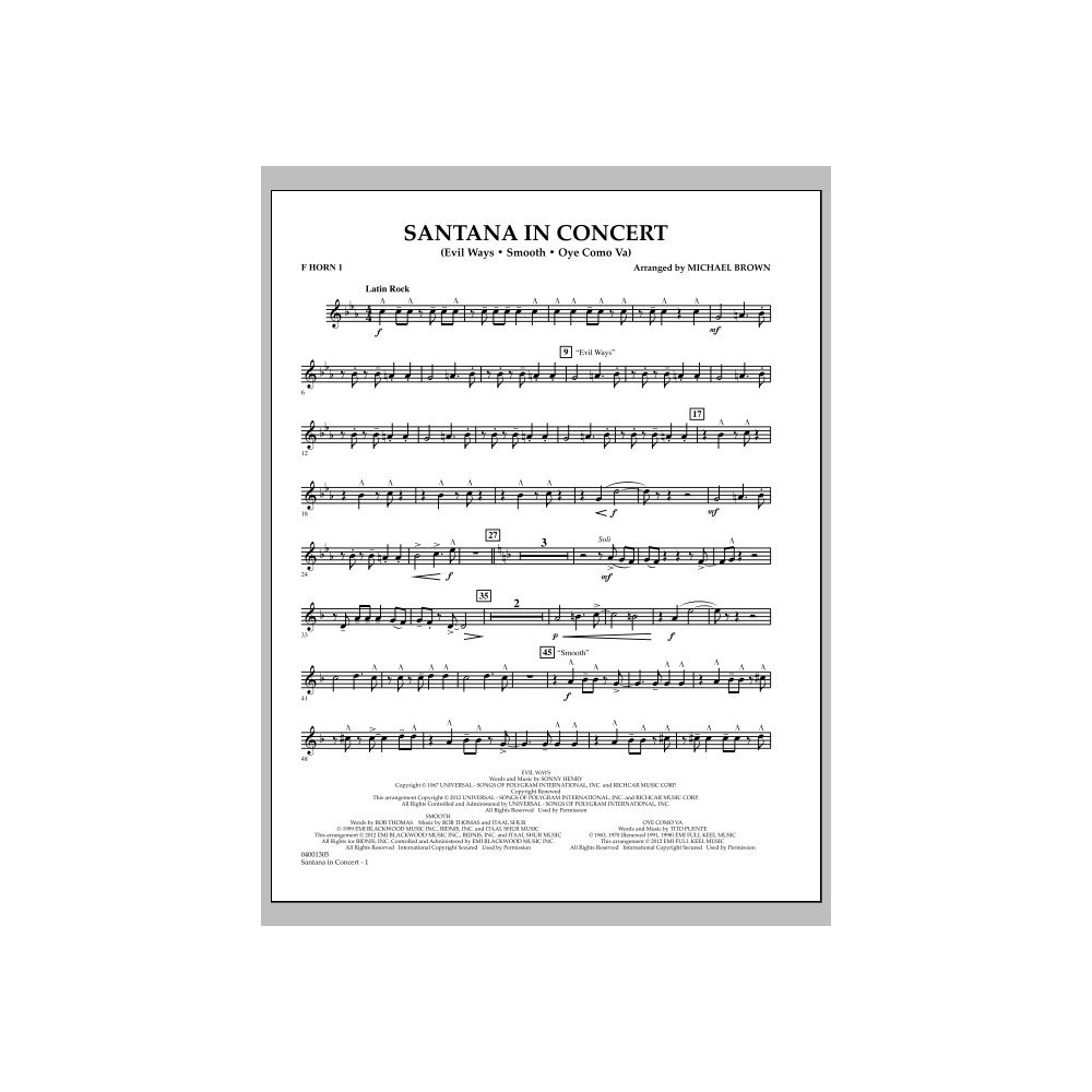 Santana In Concert - F Horn 1