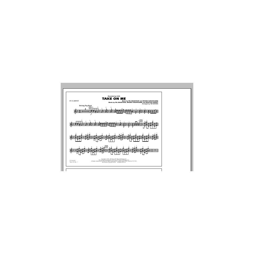Take On Me - Bb Clarinet