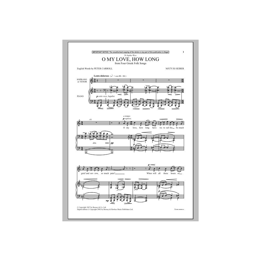 O My Love, How Long (from Four Greek Folk Songs)