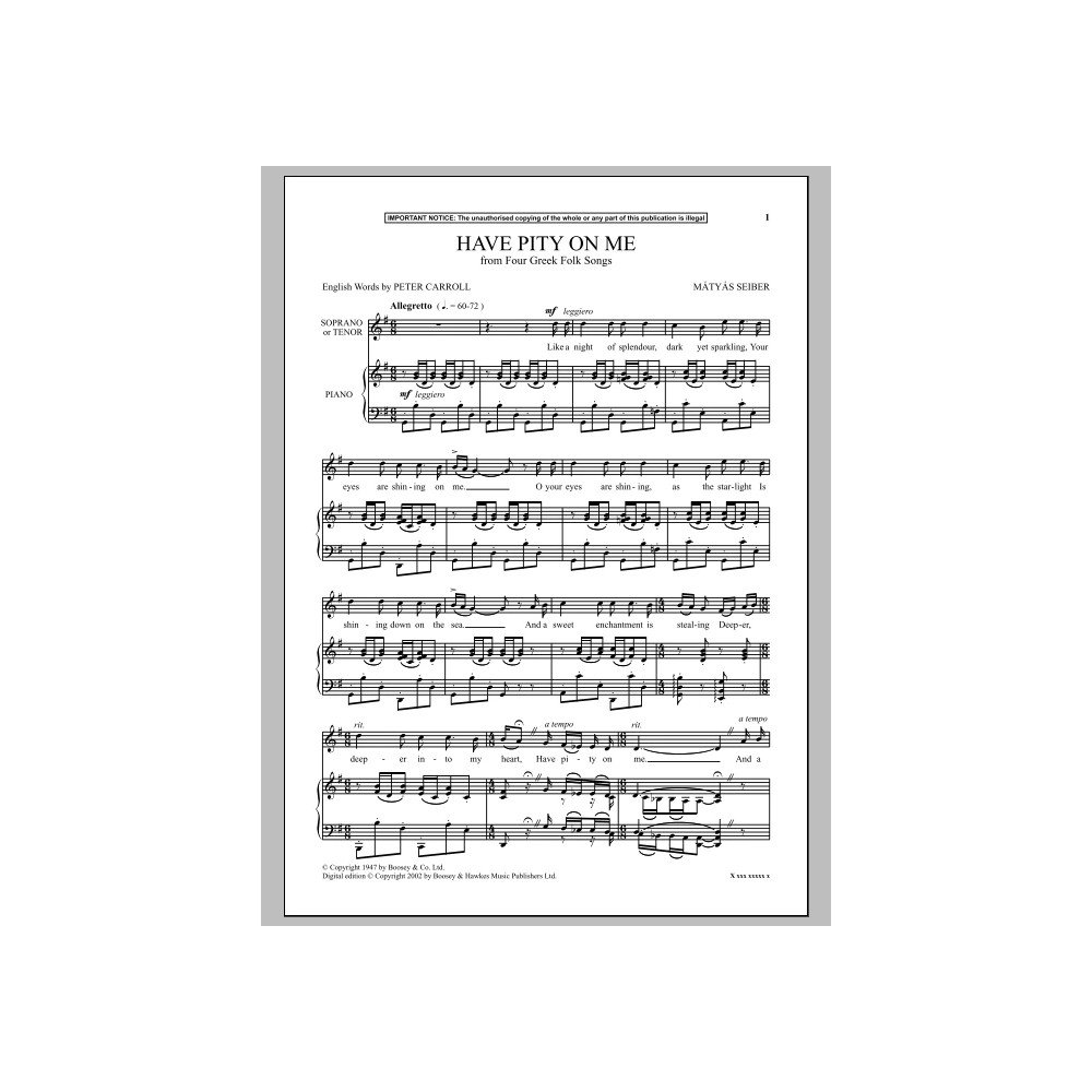 Have Pity On Me (from Four Greek Folk Songs)