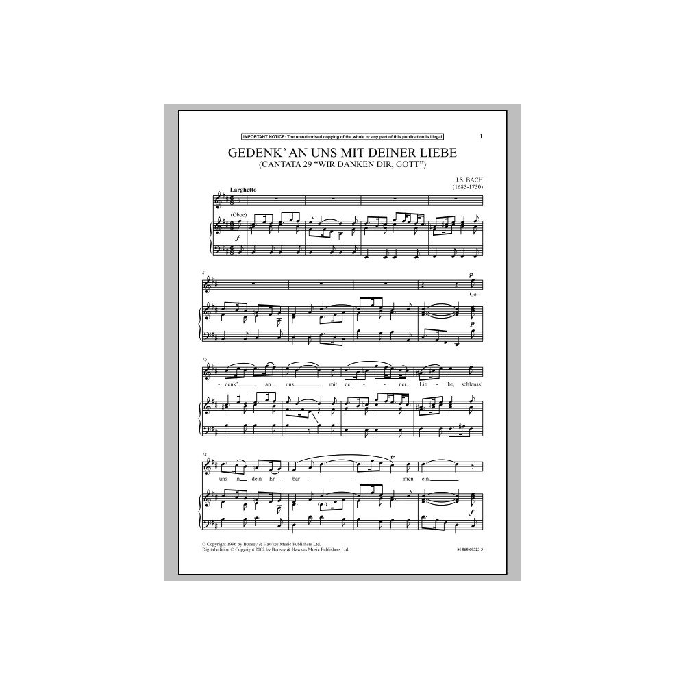 Gedenk An Uns Mit Deiner Liebe (Cantata 29 Wir Danken Dir, Gott )