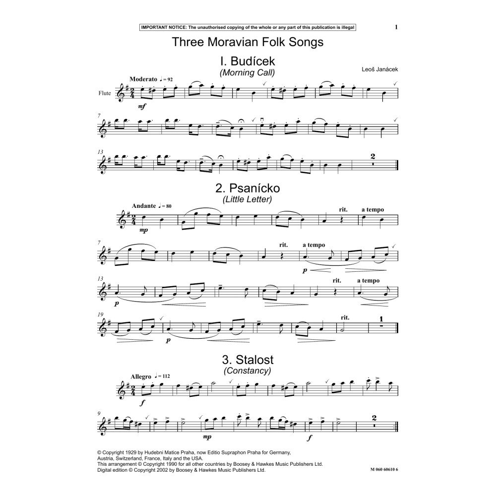 Three Moravian Folk Songs