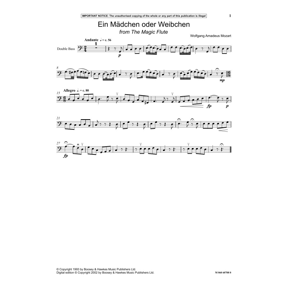 Ein Madchen Oder Weibchen (from The Magic Flute)