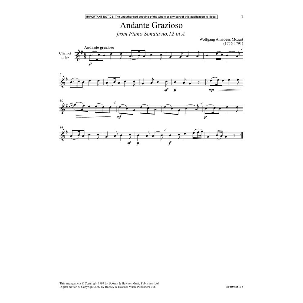 Andante Grazioso (from Piano Sonata No.12 In A)