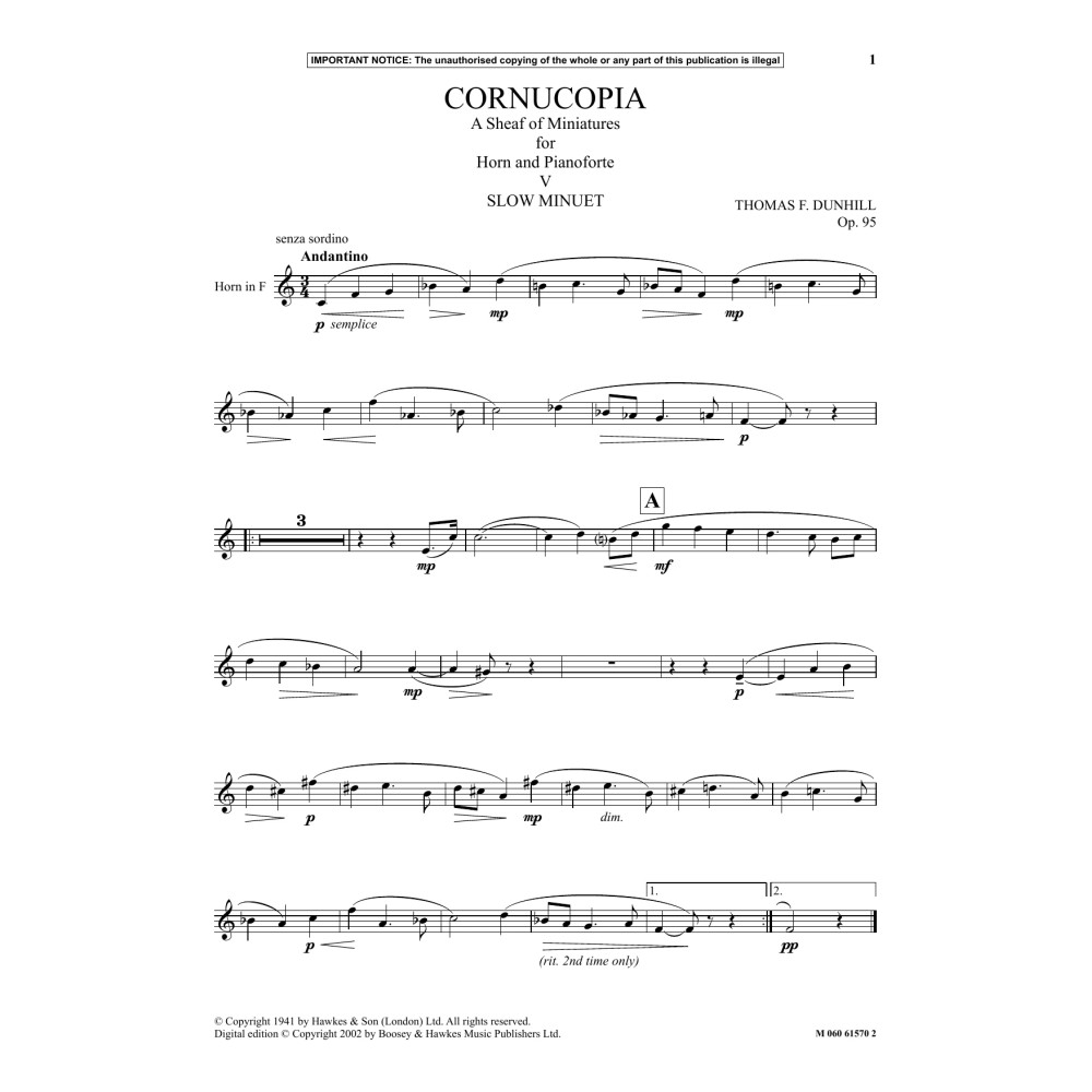 Cornucopia: A Sheaf Of Miniatures For Horn And Pianoforte (V)