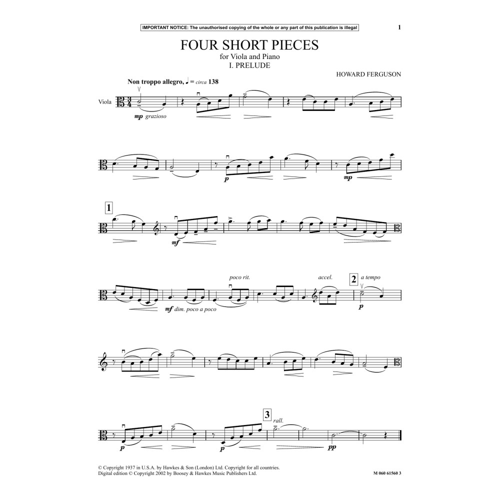 I. Prelude (from Four Short Pieces For Viola And Piano)