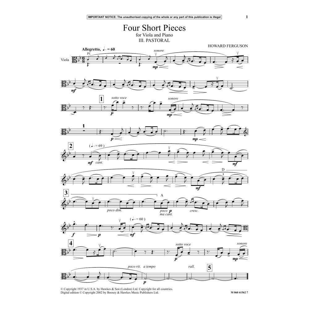 III. Pastoral (from Four Short Pieces For Viola And Piano)