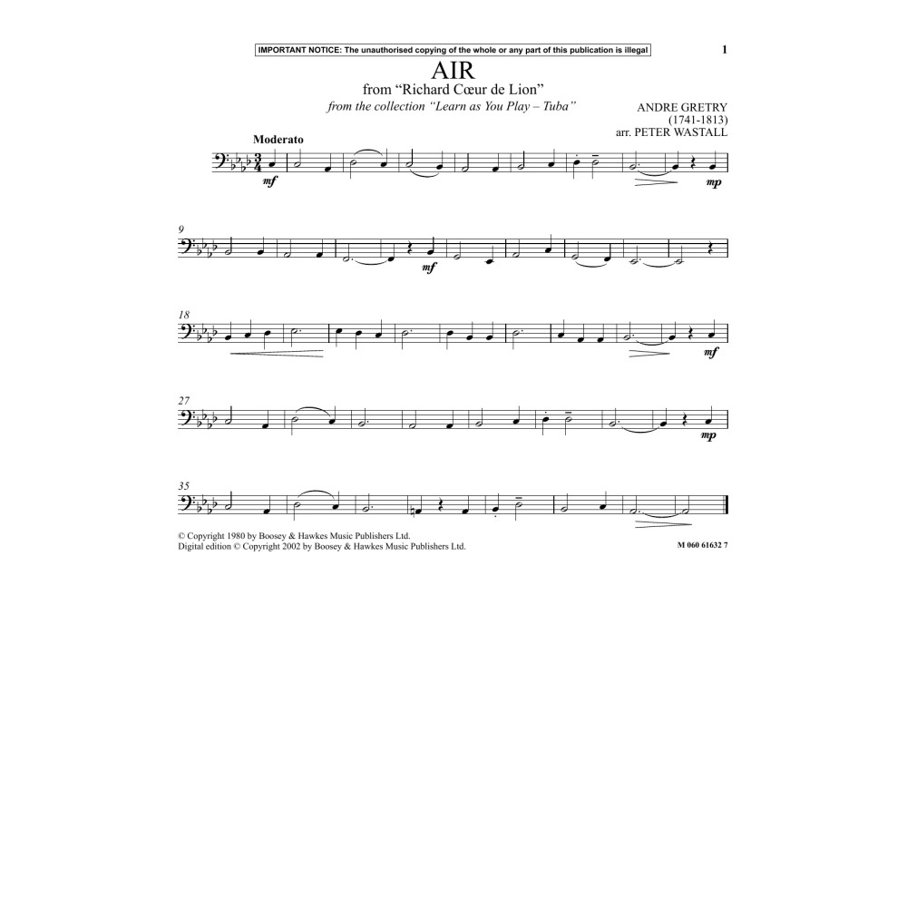 Air aus Richard Coeur De Lion (aus Learn As You Play Tuba)
