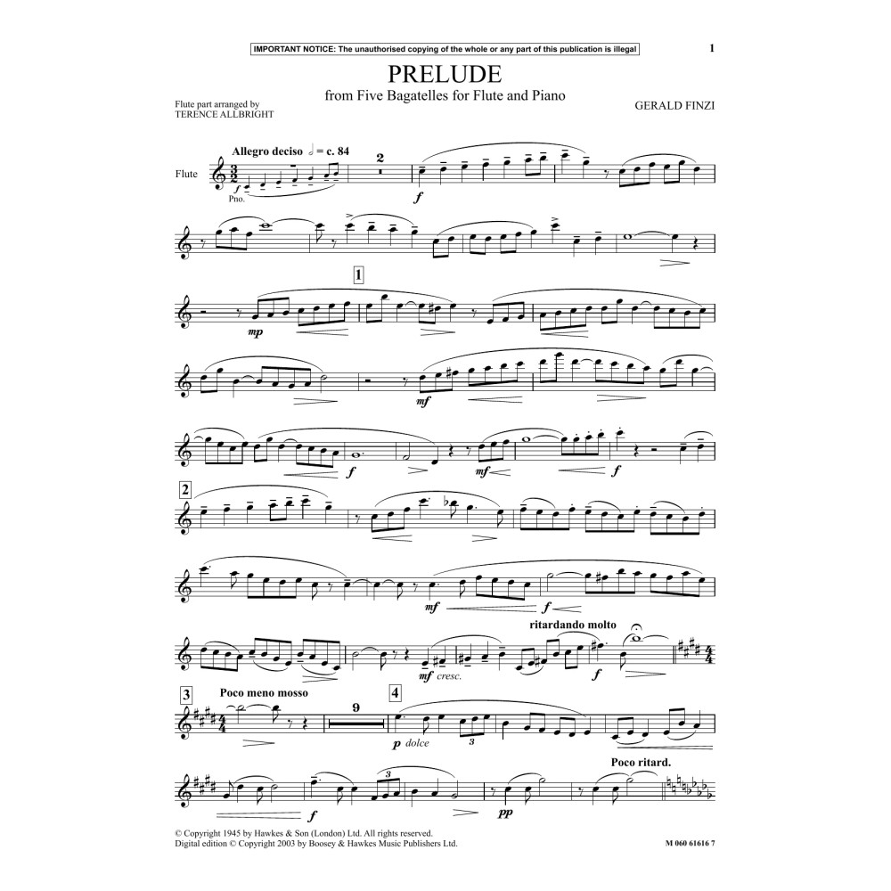 Prelude (from Five Bagatelles For Flute And Piano)