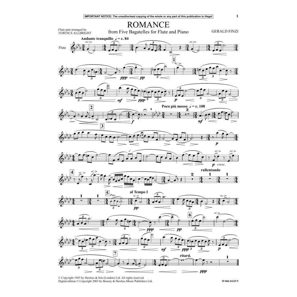 Romance (from Five Bagatelles For Flute And Piano)