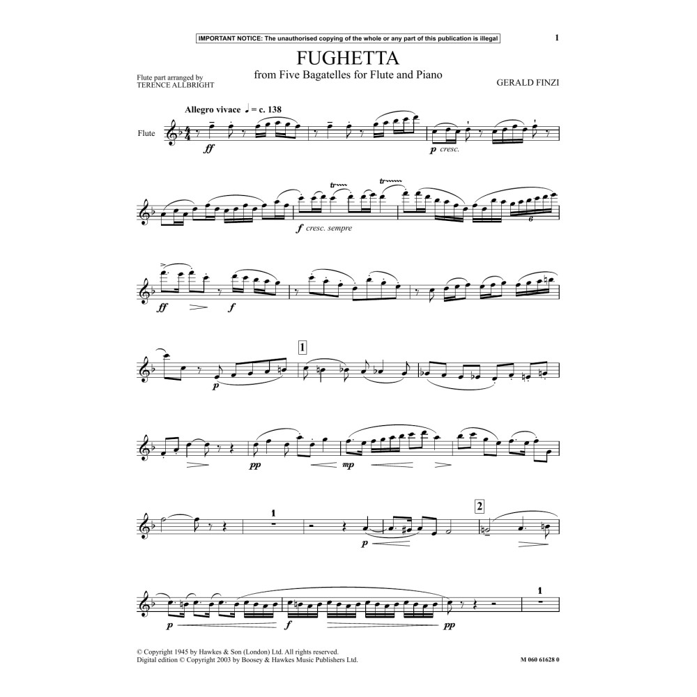Fughetta (from Five Bagatelles For Flute And Piano)