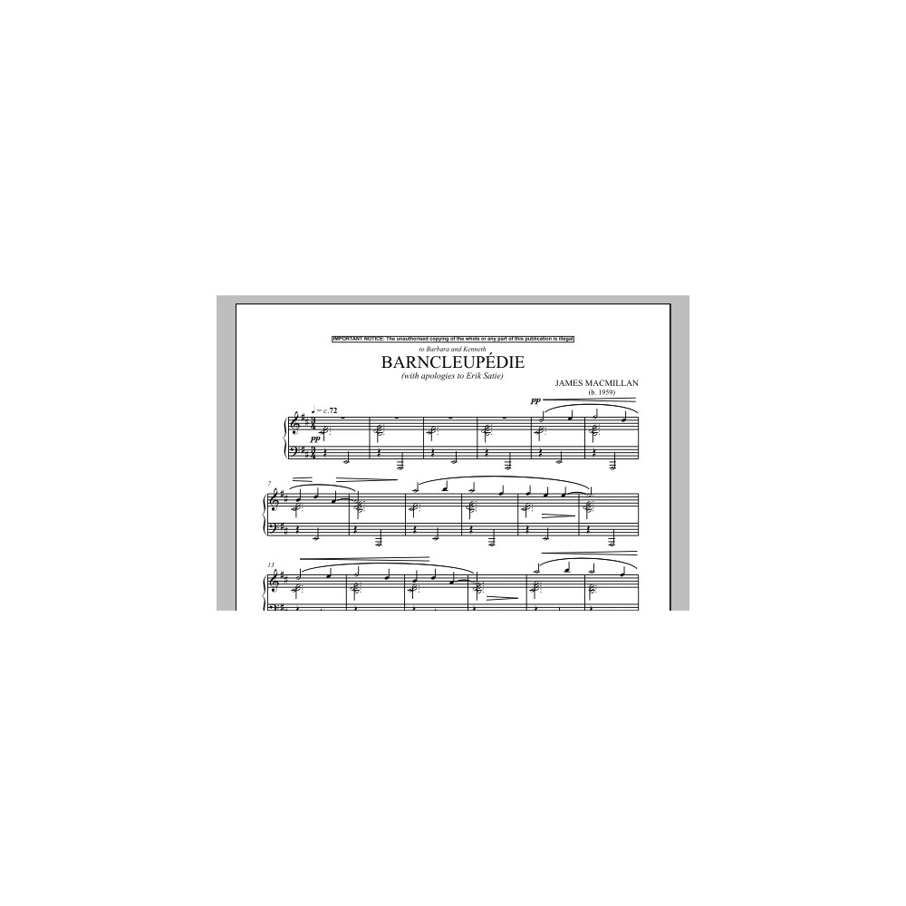 Barncleupedie (With Apologies To Erik Satie)