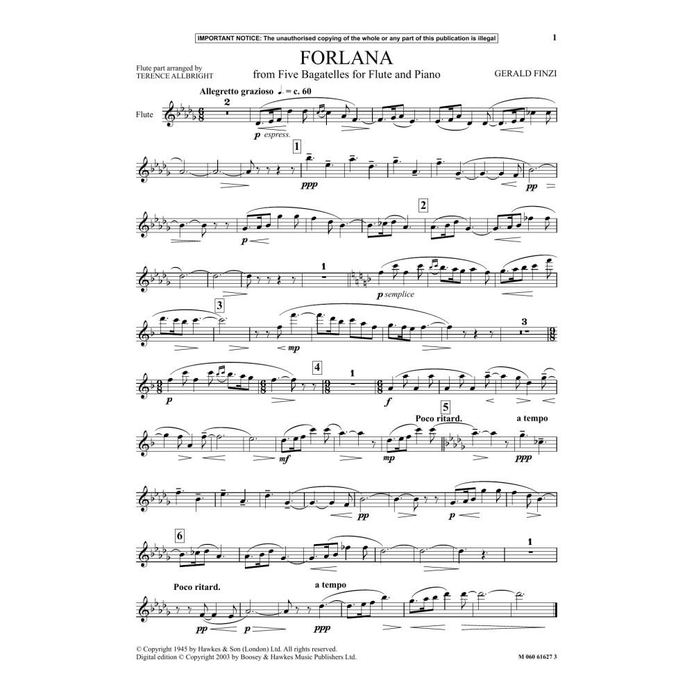 Forlana (from Five Bagatelles For Flute And Piano)