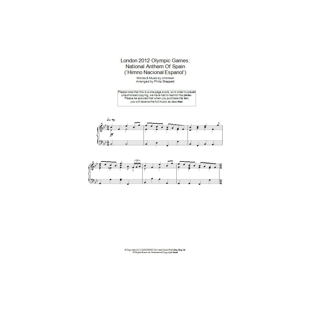 London 2012 Olympic Games: Nationalhymne von Spanien (''Himno Nacional Espanol'')