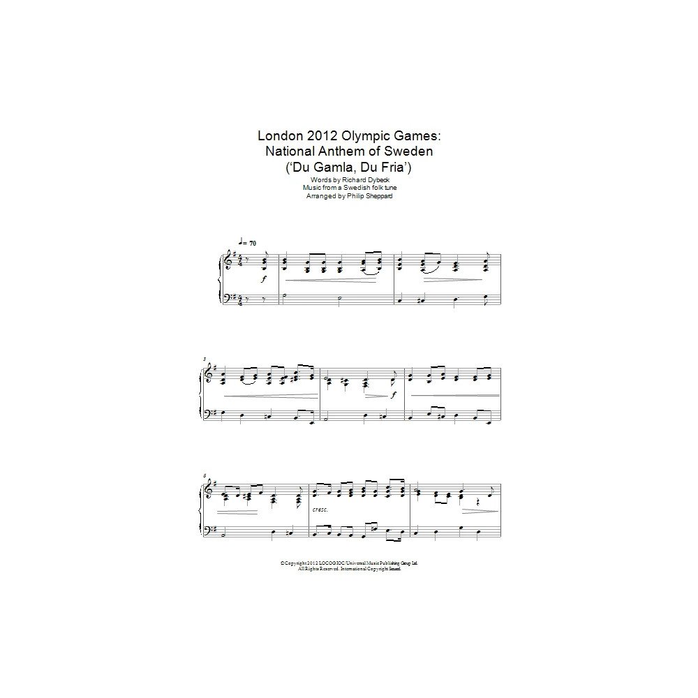 London 2012 Olympic Games: National Anthem Of Sweden ('Du Gamla, Du Fria')
