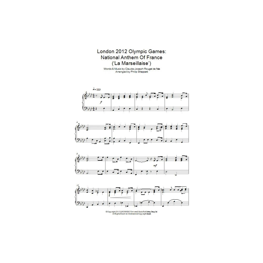 London 2012 Olympic Games: National Anthem Of France (''La Marseillaise'')