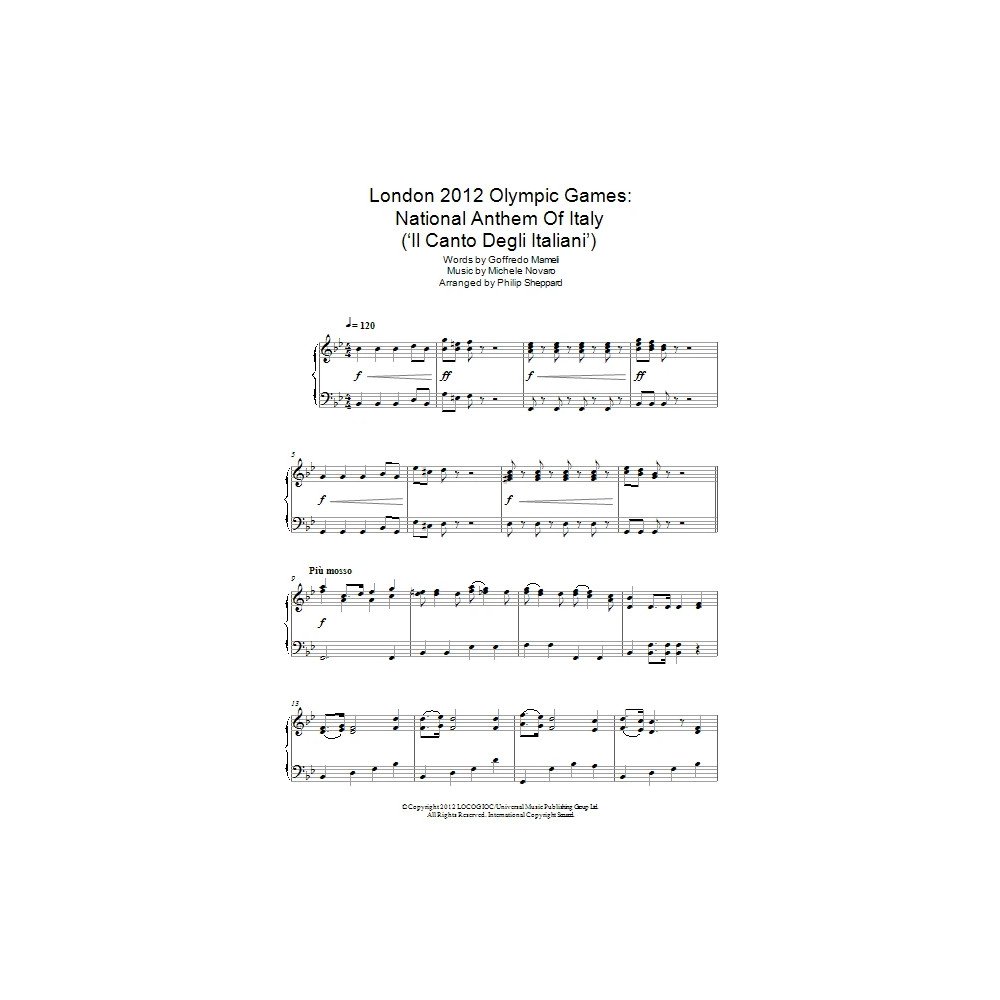 London 2012 Olympic Games: Nationalhymne von Italien (''Il Canto Degli Italiani'')