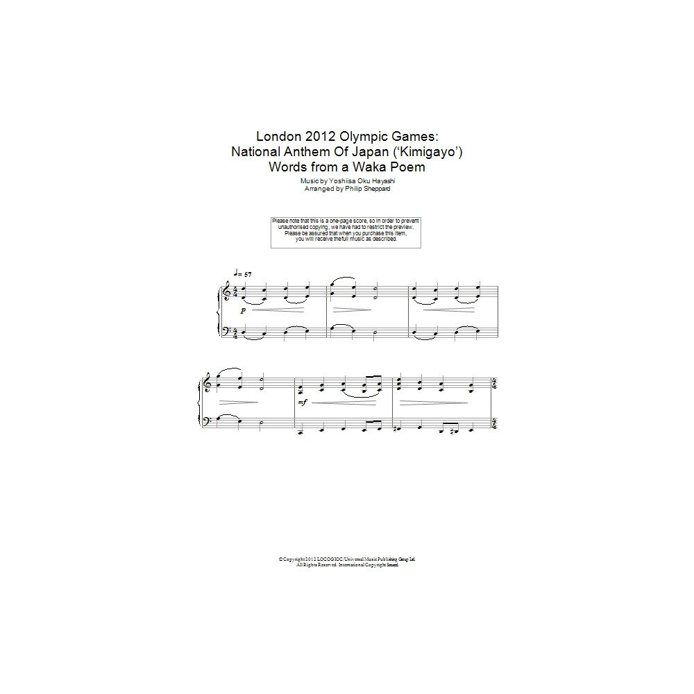 London 2012 Olympic Games: Nationalhymne von Japan (''Kimigayo'')
