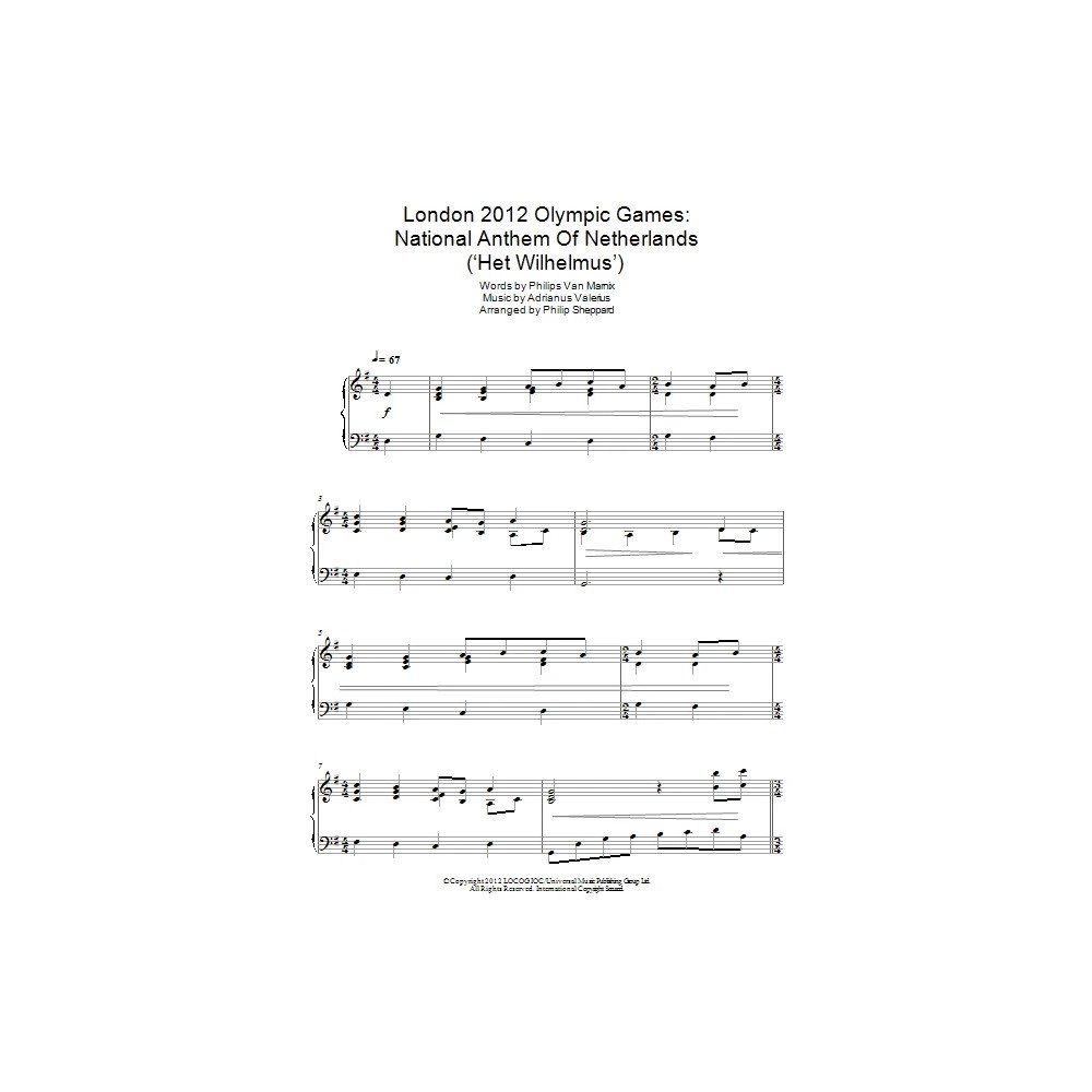 London 2012 Olympic Games: National Anthem Of Netherlands (''Het Wilhelmus'')