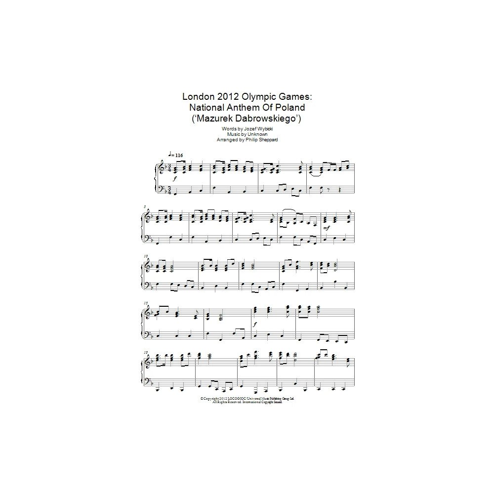 London 2012 Olympic Games: National Anthem Of Poland (''Mazurek Dabrowskiego'')