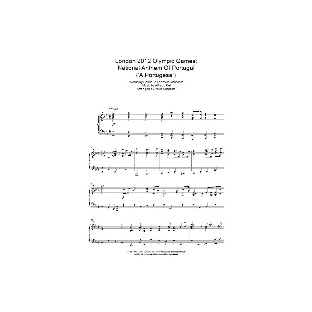 Olympische Spiele London 2012: Nationalhymne von Portugal (''A Portugesa'')