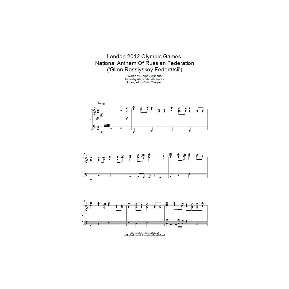 London 2012 Olympic Games: National Anthem Of Russian Federation (''Gimn Rossiyskoy Federatsii'')