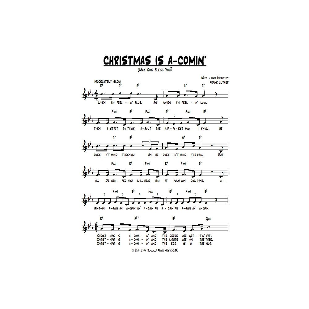 Christmas Is A-Comin' (May God Bless You)