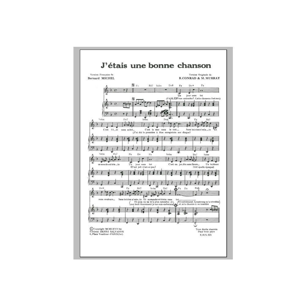 J''etais Une Bonne Chanson (I Was A Good Song)