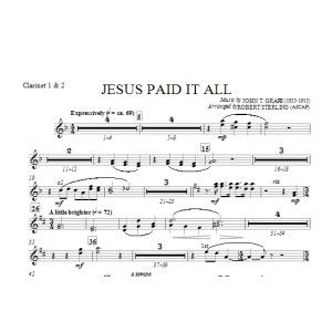 Jesus Paid It All - Bb Clarinet 1,2