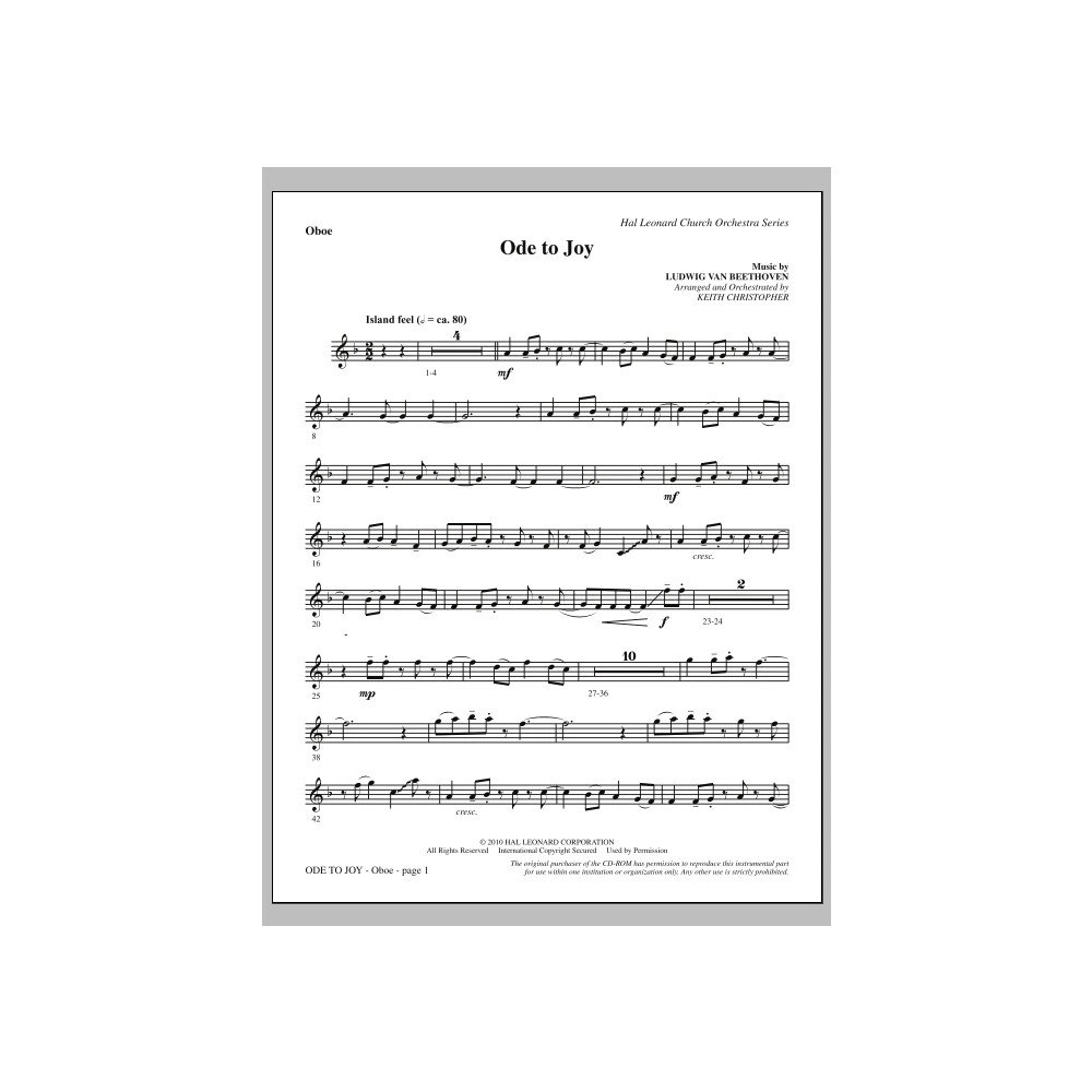 Ode To Joy (Does Not Match SATB 08752035) - Oboe