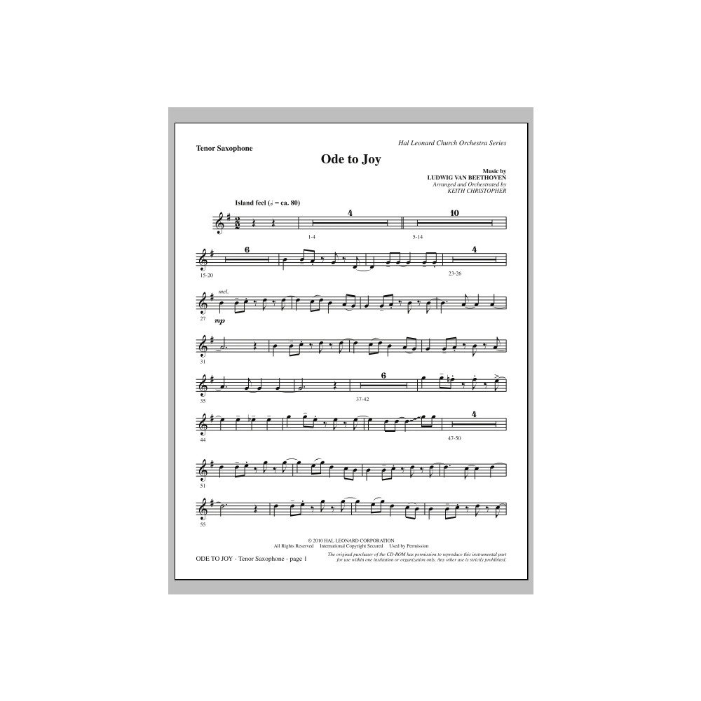 Ode an die Freude (Entspricht nicht SATB 08752035) - Tenorsaxophon