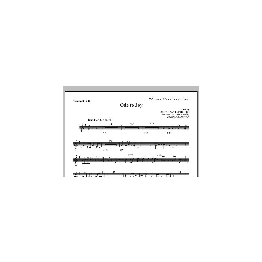 Ode To Joy (Does Not Match SATB 08752035) - Bb Trompete 1