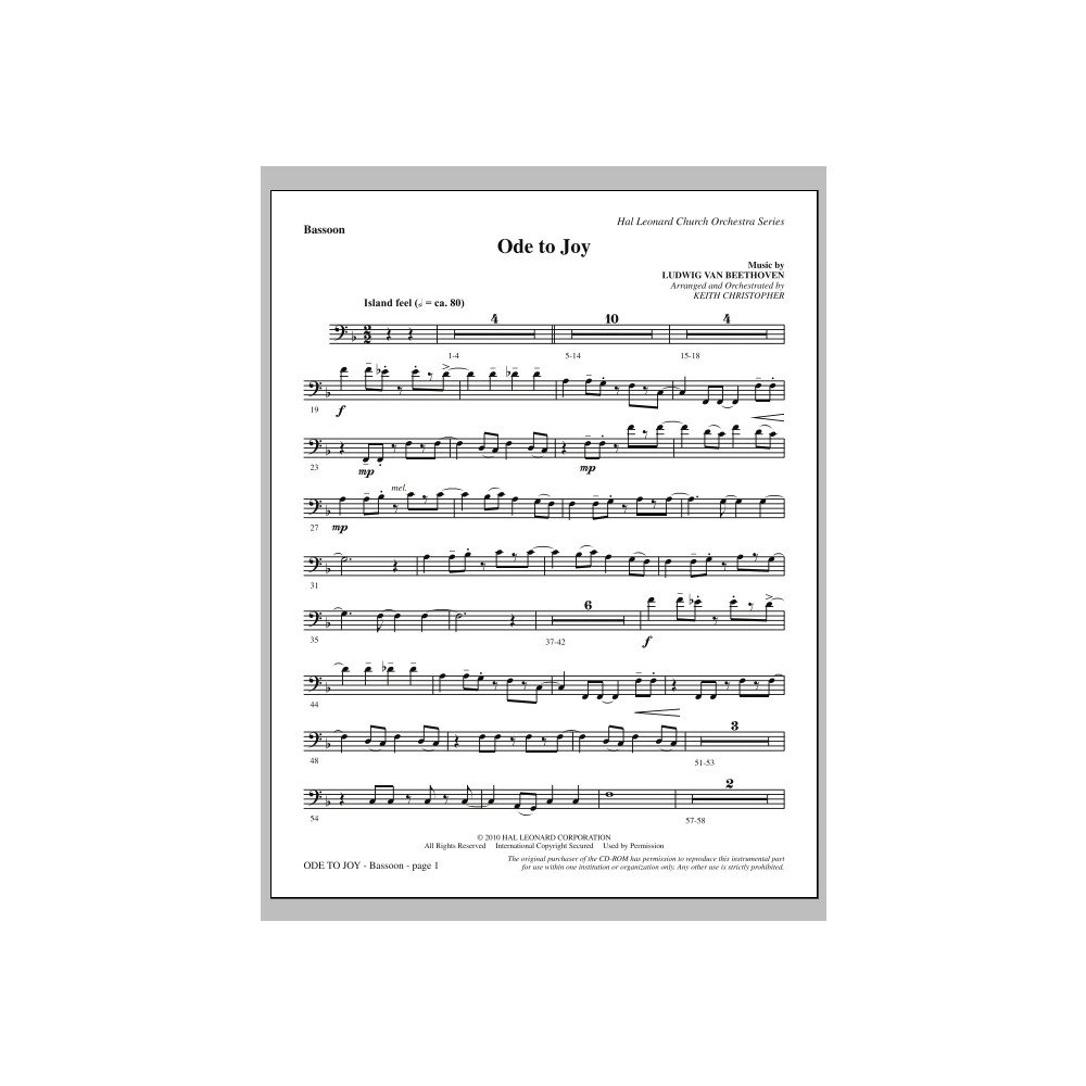 Ode an die Freude (entspricht nicht SATB 08752035) - Fagott