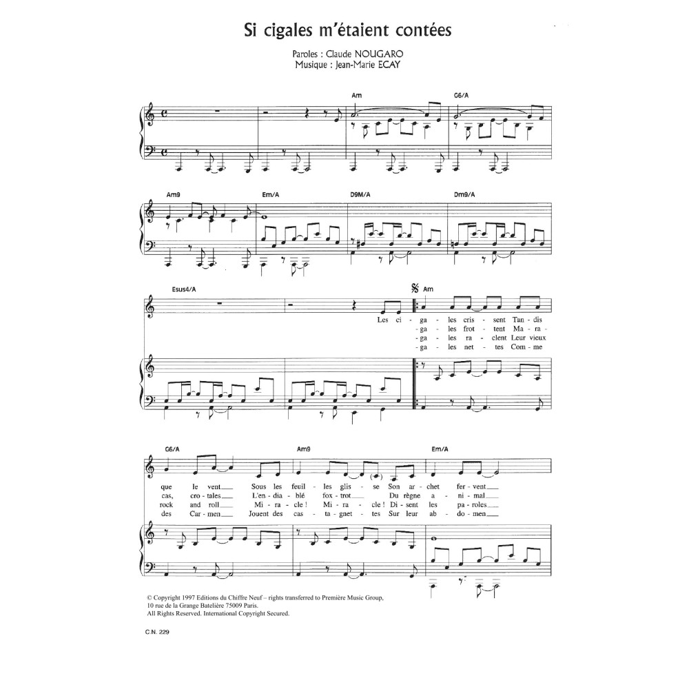 Si Cigales M'etaient Contees