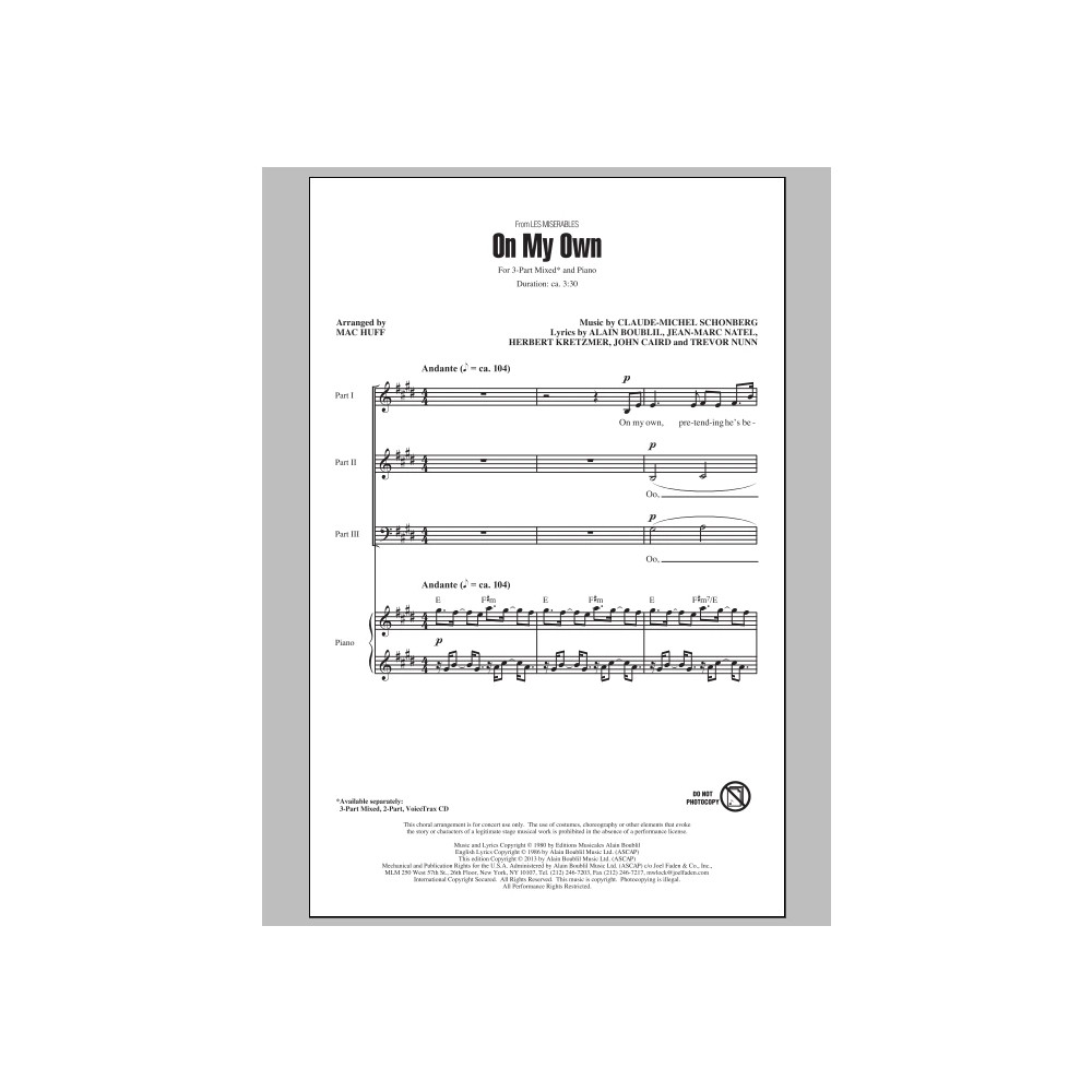 On My Own (from Les Miserables) (arr. Mac Huff)