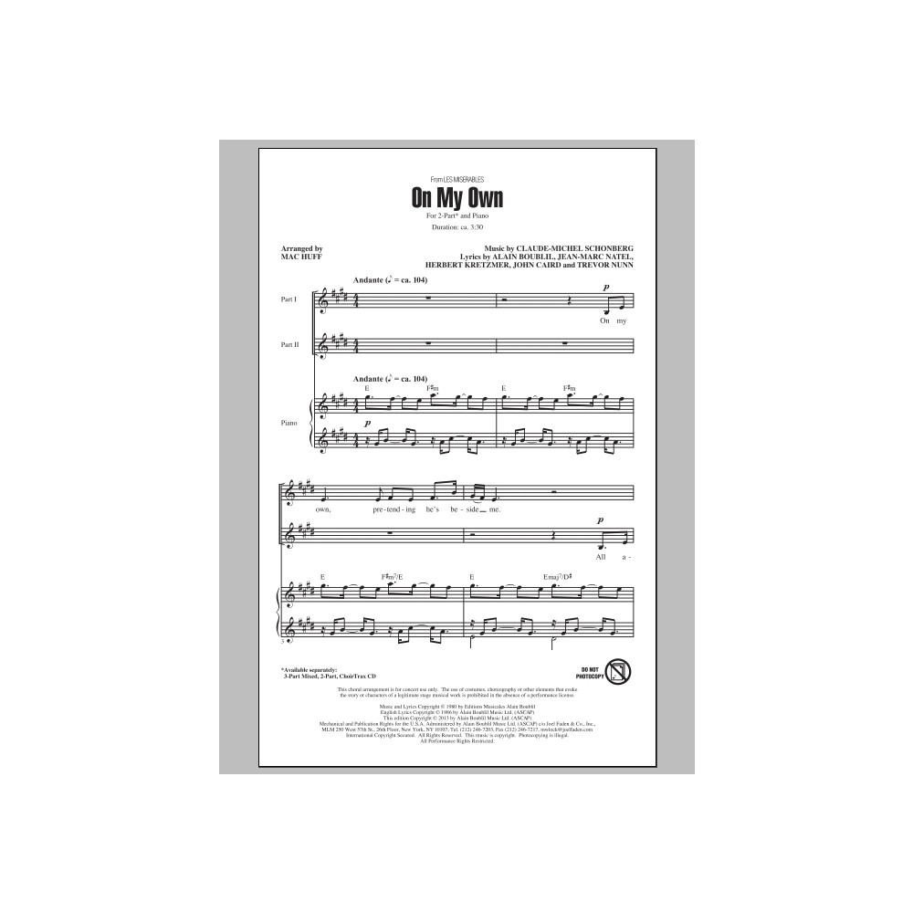 On My Own (from Les Miserables) (arr. Mac Huff)