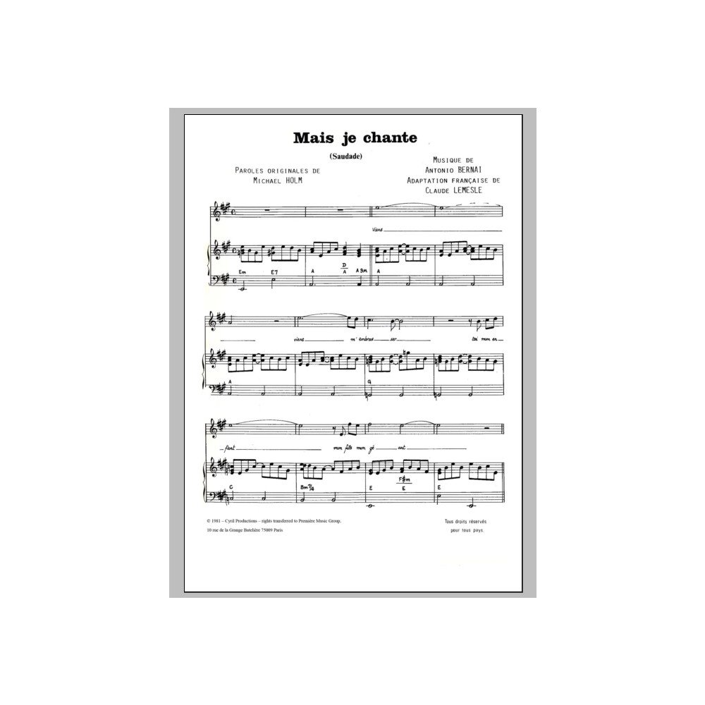 Mais Je Chante (Saudade)