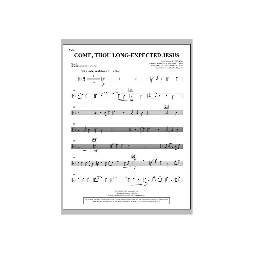 Come, Thou Long-Expected Jesus (from Carols For Choir And Congregation) - Viola
