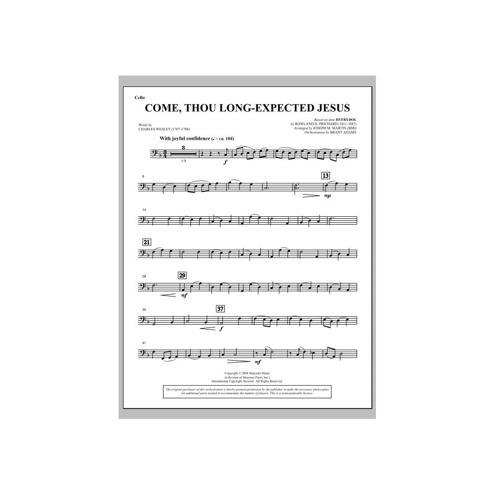 Come, Thou Long-Expected Jesus (from Carols For Choir And Congregation) - Cello
