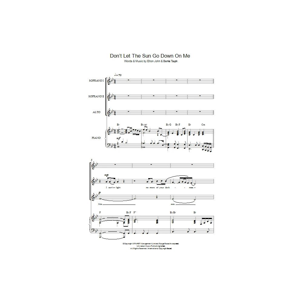 Don't Let The Sun Go Down On Me (arr. Christopher Hussey)