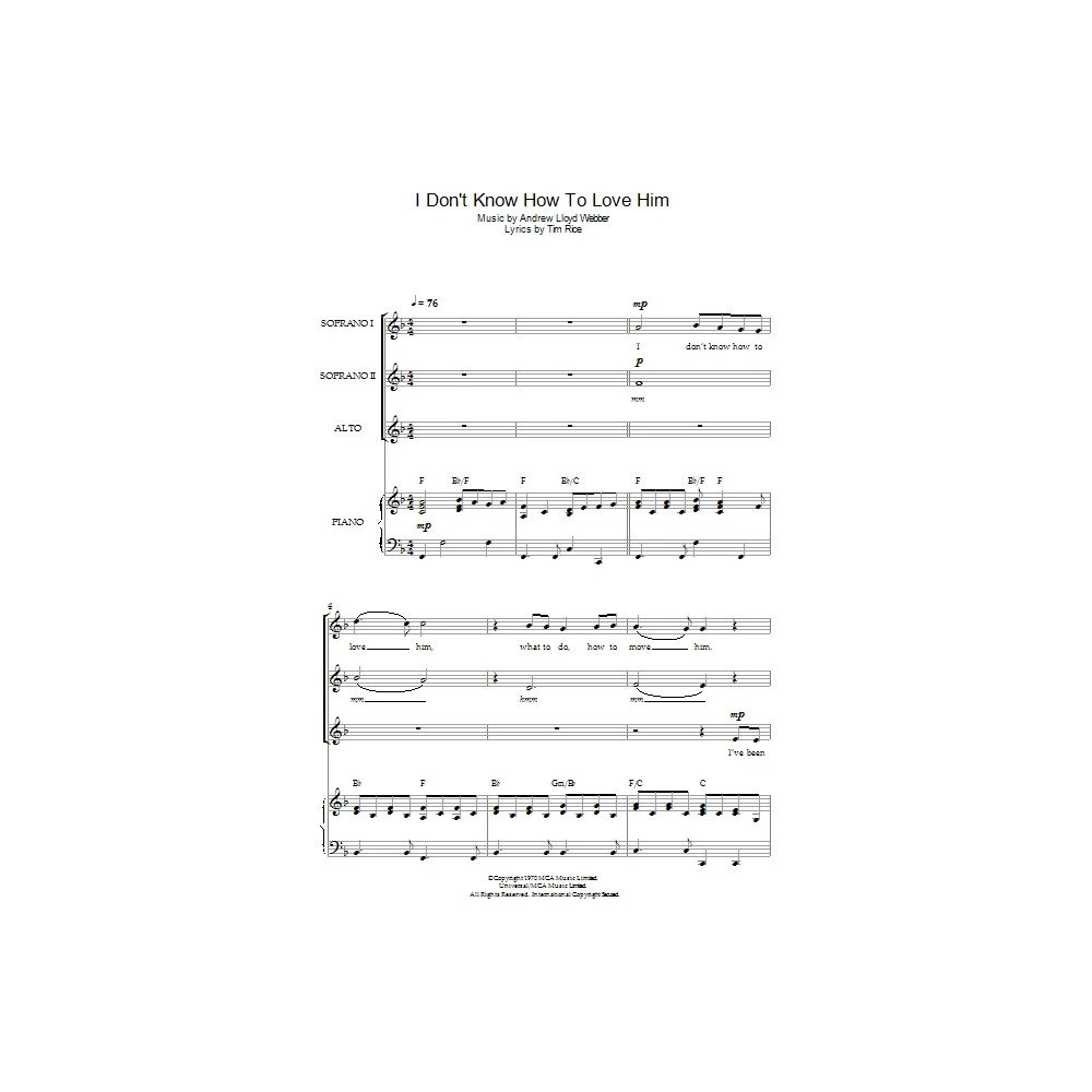 I Don't Know How To Love Him (from Jesus Christ Superstar) (arr. Jeremy Birchall)