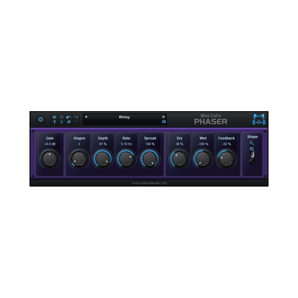 Phaser es un plugin de efectos de modulación utilizado en la producción musical y en la guitarra eléctrica. Crea un efecto de