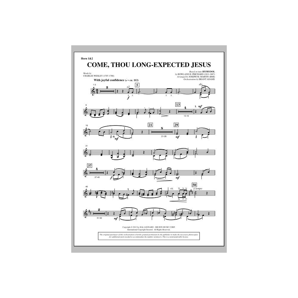 Come, Thou Long-expected Jesus (from A Symphony Of Carols) - F Horn 1,2