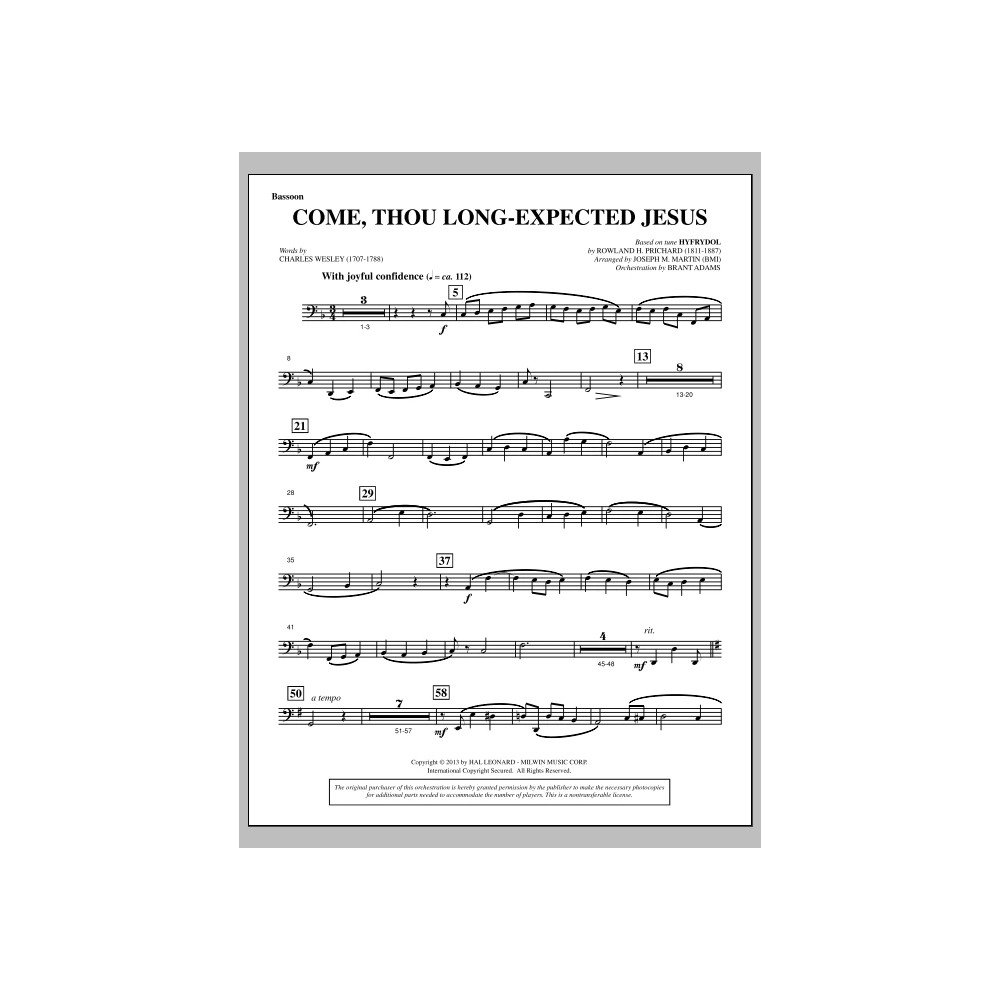 Come, Thou Long-expected Jesus (from A Symphony Of Carols) - Bassoon