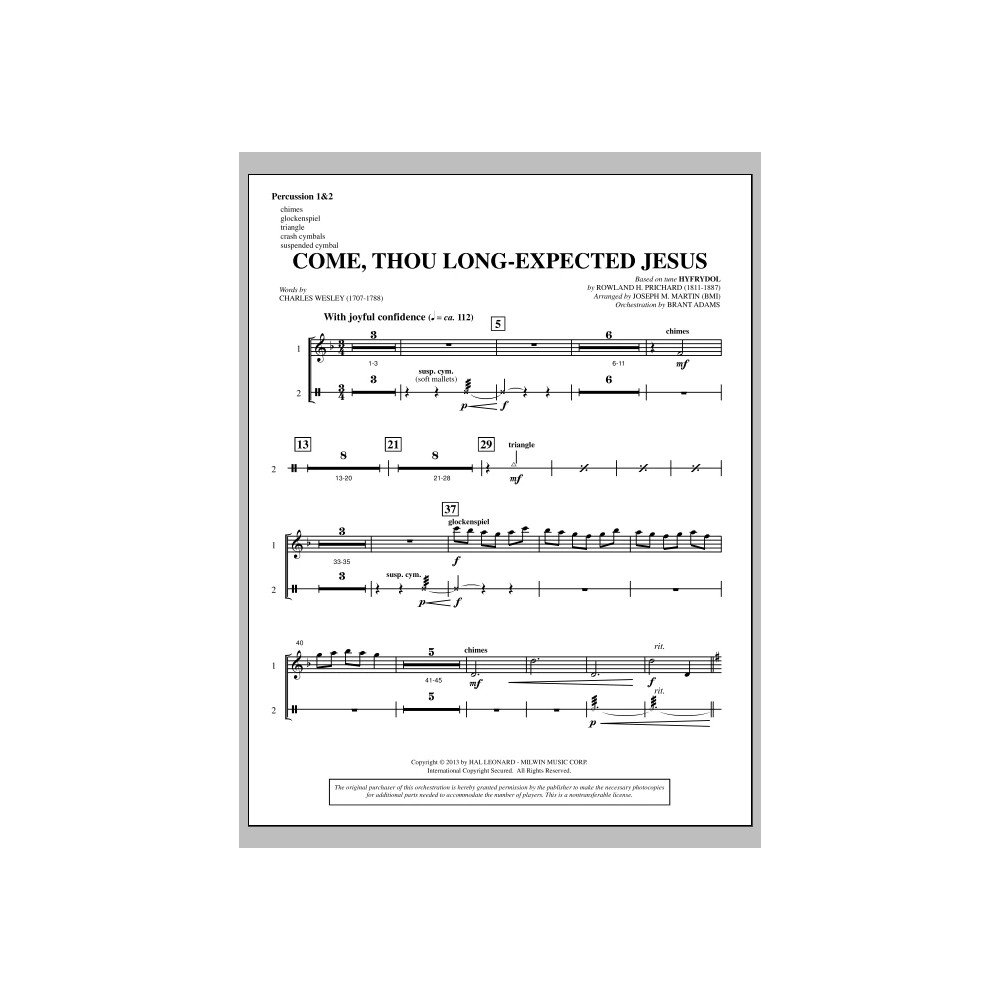 Come, Thou Long-expected Jesus (from A Symphony Of Carols) - Percussion 1 & 2