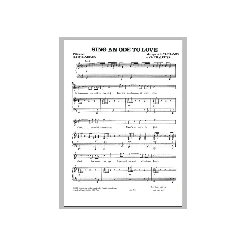 Sing An Ode To Love