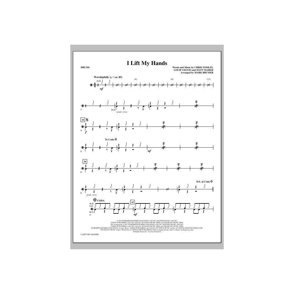 I Lift My Hands - Drums