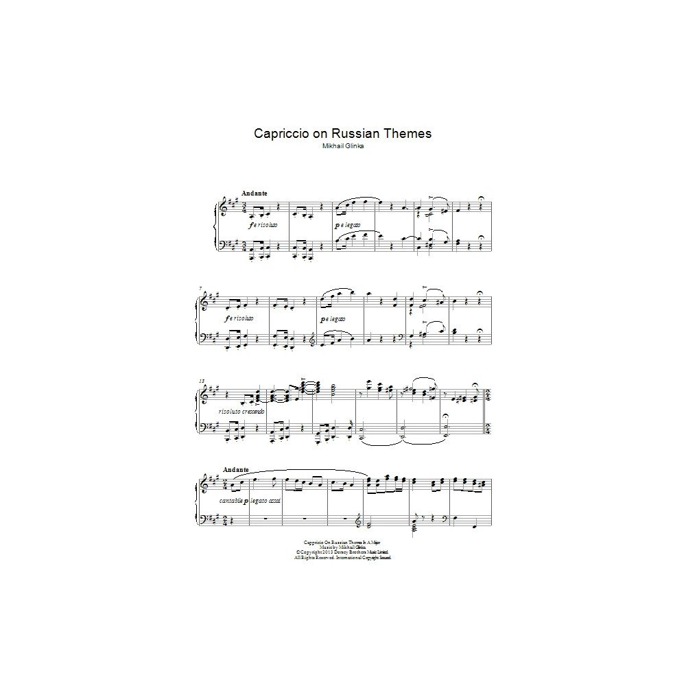 Cappricio On Russian Themes In A major